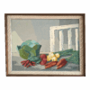 1965 Mid-Century Modern Swedish "Still Life With Vegetables" Vintage Still Life Oil Painting, Framed