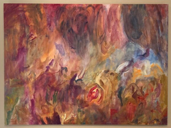 1990s "Holy Family" Abstract Acrylic Painting on Canvas 1990s "Holy Family" Abstract Acrylic Painting on Canvas