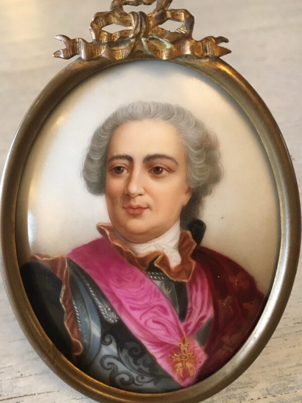 Antique Portrait on Porcelain, Framed Antique Portrait on Porcelain, Framed