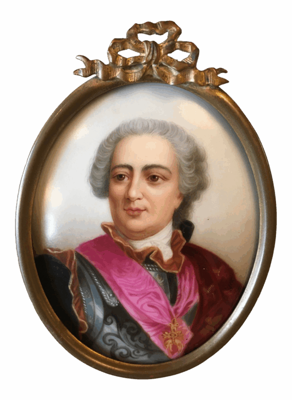 Antique Portrait on Porcelain, Framed Antique Portrait on Porcelain, Framed