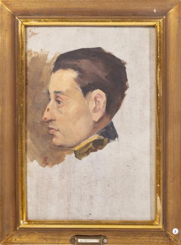 Artur Loureiro, Male Head Study, Oil on Wood, Framed
