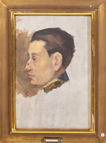 Artur Loureiro, Male Head Study, Oil on Wood, Framed