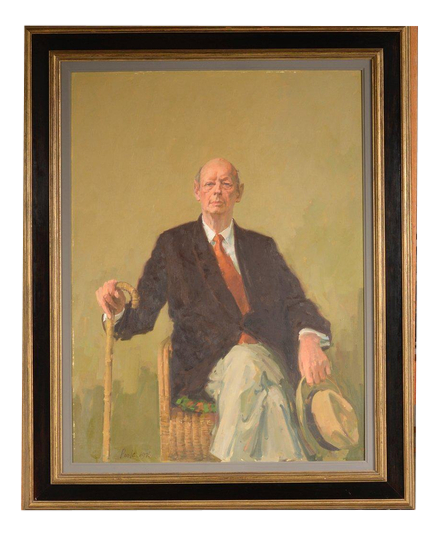David Poole A.R.CA., R.P., Portrait of Robert Strauss Seated, Oil on Board, 1977