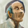 Eve Nethercott, Portrait of Man in Beret (P2.39), Watercolor on Paper