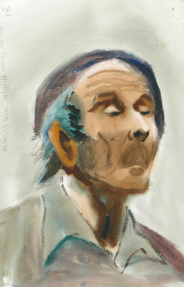 Eve Nethercott, Portrait of Man in Beret (P2.39), Watercolor on Paper Eve Nethercott, Portrait of Man in Beret (P2.39), Watercolor on Paper