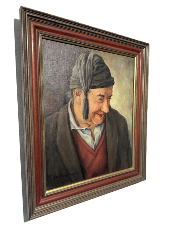 Martin Anzinger, Smiling Man Portrait, 1950s, Oil on Canvas, Framed Martin Anzinger, Smiling Man Portrait, 1950s, Oil on Canvas, Framed