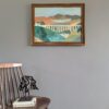 Mid-Century Modern "Pastel Landscape" Vintage Landscape Oil Painting, Framed