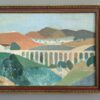Mid-Century Modern "Pastel Landscape" Vintage Landscape Oil Painting, Framed