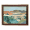 Mid-Century Modern "Pastel Landscape" Vintage Landscape Oil Painting, Framed