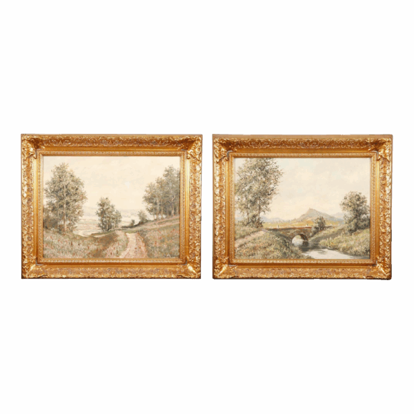 Paul Hager Country Landscape Oil Paintings, a Pair Paul Hager Country Landscape Oil Paintings, a Pair