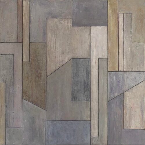 'Strong Silent Beauty' Geometric Abstract Square Oil Painting by Stephen Cimini