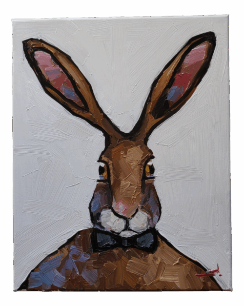 Vivek Mandalia, Hare Portrait, Oil on Canvas